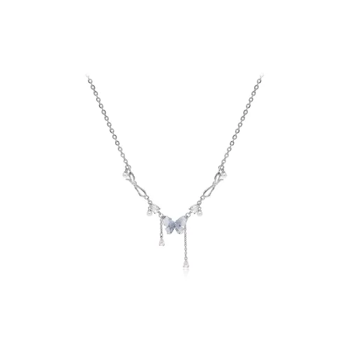 WANLIACC Сплав Ледяной Синий Бабочка Ожерелье Женское