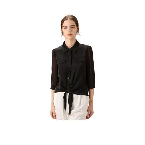 FENHONGMALI Рубашка Женская Черная