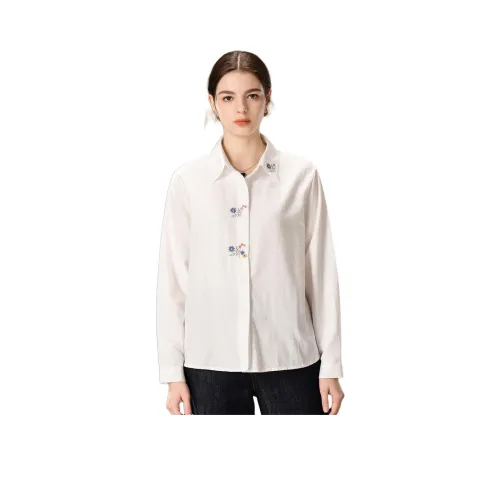 FENHONGMALI Рубашка Женская Белая