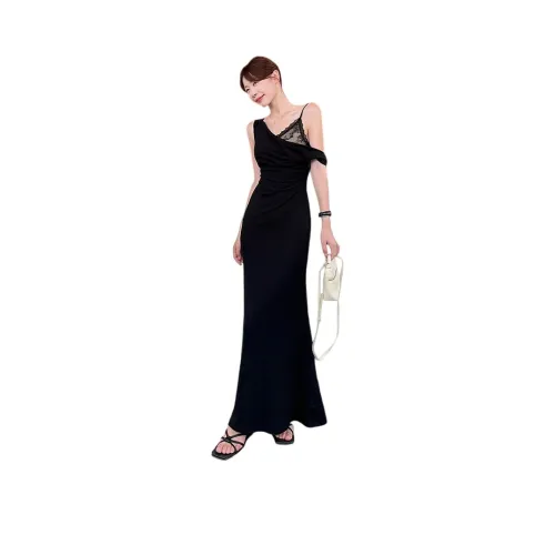 DGMZ Черная длинная юбка женские платья без рукавов