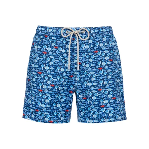 MC2 SAINT BARTHELEMY Comfort Light Плавание Шорты с Fishes Принт Пляжные шорты Мужской Синий