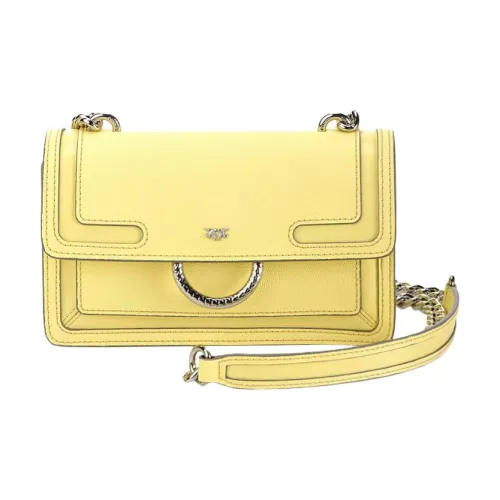 PINKO Quilt Коровья кожа Маленькая квадратная сумка Сумка через плечо Маленькая Женская Светло-желтая