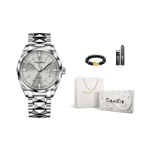 TINAIBIN Кварцевый механизм стальной ремешок мужские часы серебристый циферблат