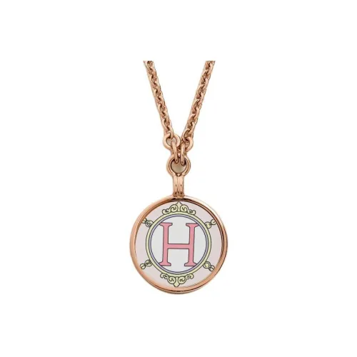 HERMES Medaille Blason Эмаль Ожерелье Женское