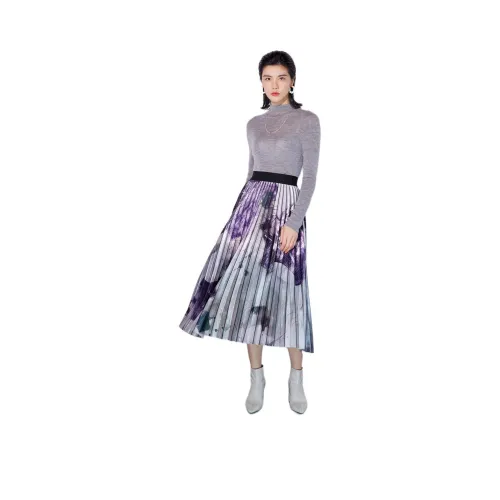 BBLLUUEE Повседневный Длинный Юбка Женские Фиолетовый