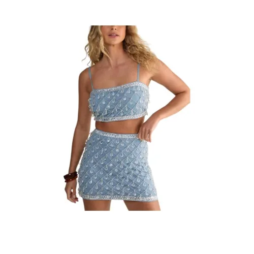 NASTY GAL Droplet Украшенный Кроп Топ Топ на бретелях Женский