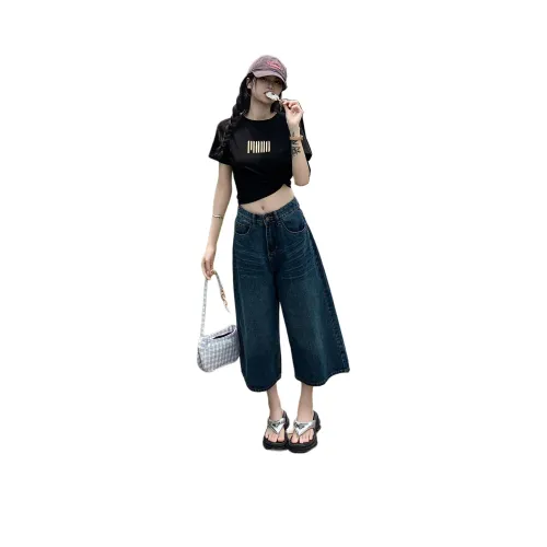 Wen Shan Джинсовые шорты Женские Винтажные синие