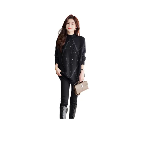 Корейский стиль Свитер Женский Черный