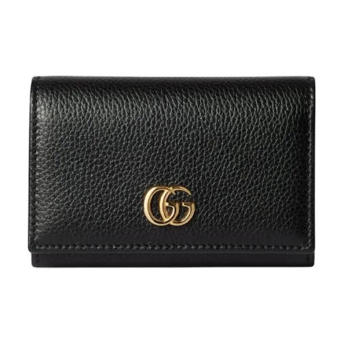 GUCCI GG Emblem Кожа Держатель для карт Женские Черный и Темно-красный