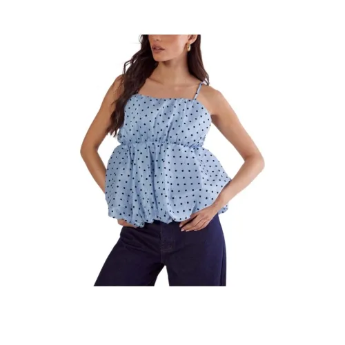 NASTY GAL Flocked Полка Дот Пузырьки Подол Длинный Лайн Ками Топ Топ на бретелях Женский