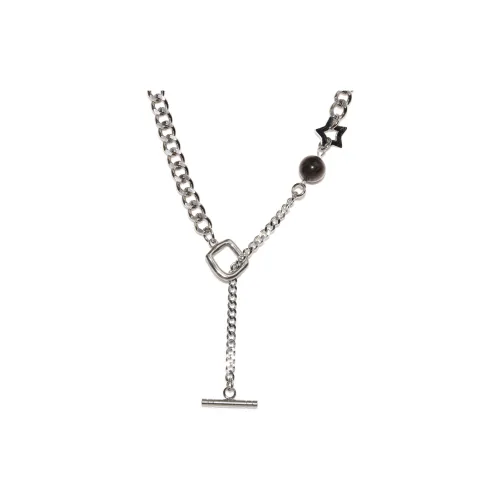 SHIYI N CIFANG Серебряный SHEEN Обсидиан Титановая сталь Ожерелья Унисекс