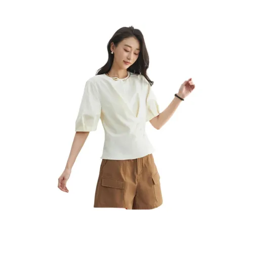 XIRAN T Рубашка Женская Кремово-Желтая