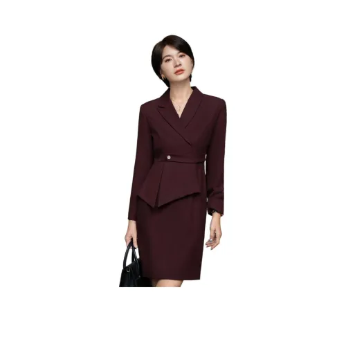 ONE SHALLOW Длинное платье с длинными рукавами женское цвет анкора