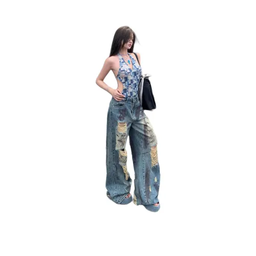 MENING Винтажные синие женские джинсы