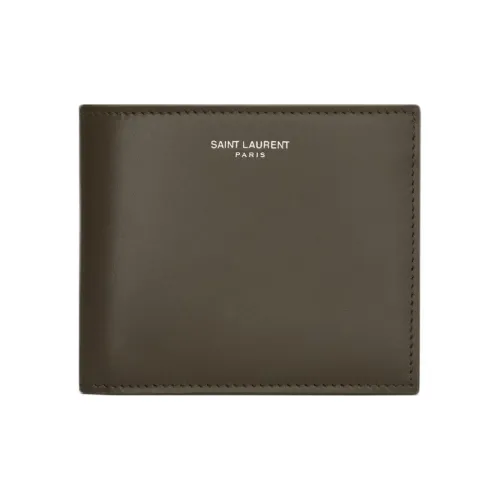 SAINT LAURENT Телячья кожа Кошелек Мужской Мускусный Светлый