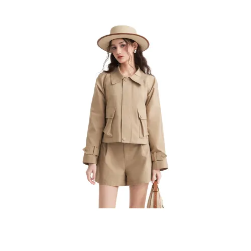 JORYAweekend SS24 Cropped Coat Women's Khaki JORYAweekend SS24 Укороченное пальто женское хаки