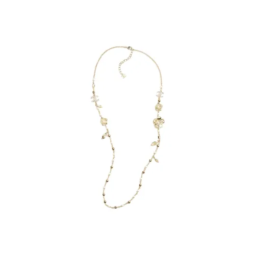 CHANEL 24B Металл Искусственный жемчуг Ожерелья Женские Золото