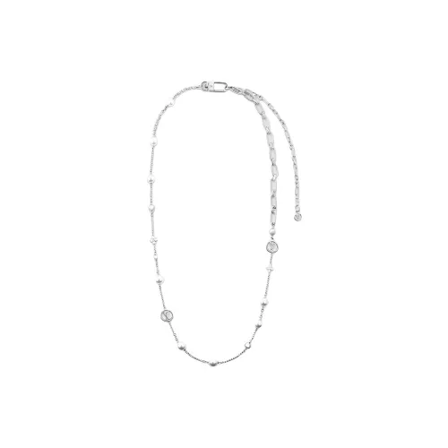 LOUIS VUITTON Металл Стекло Бусины Ожерелье Женское Серебро