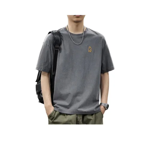 Trendy Shopkeeper Американский модный бренд вышивка короткое рукавное мужская рубашка