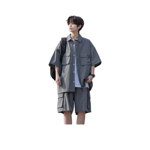 JIARONG Летний Тонкий Рубашка Шорты Комплекты Одежды 2025 Унисекс