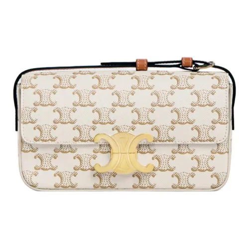 CELINE Claude Коровья кожа Сумка на плечо Женская Белая Хаки