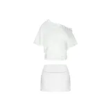Белая рубашка с короткими рукавами + белая короткая юбка