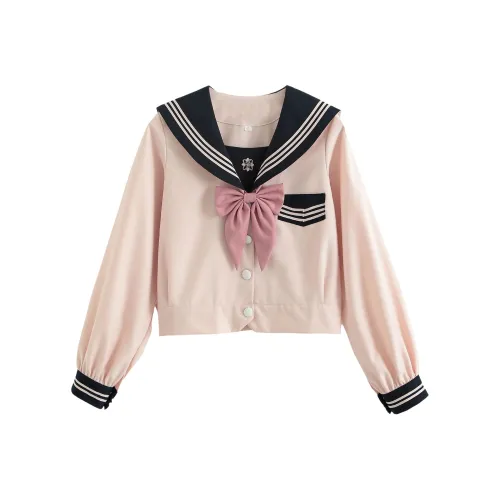 Luohua Candy Вишневый цветок Женская Одиночная упаковка Длинный рукав + Галстуки-бабочки Женская униформа