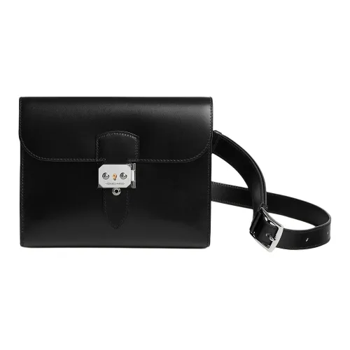 HERMES Sac A Depeches Кожа Box Плечевая сумка Унисекс 89 Черный