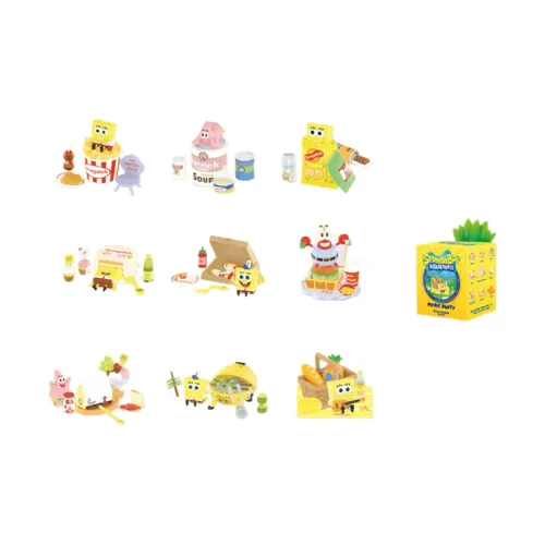 POP MART Губка Боб Picnic Party Collection Фигурка Оборудование Слепые коробки Один Blind Коробка Целая коробка 9 шт