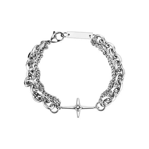 ENFANTIN Титановая сталь Ожерелье Серебряное BRACELET + Серебряное Ожерелье Комбинация Унисекс