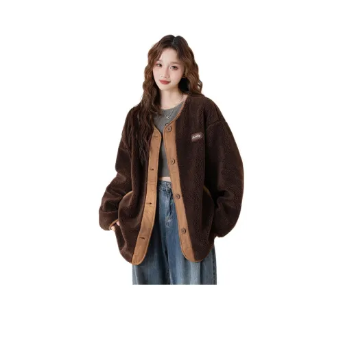 Tonlion Бархат Feel Пальто Женские Кофе