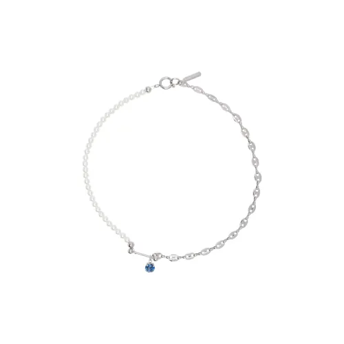 JUSTINE CLENQUET Палладий Brass Necklaces Мужской Синий