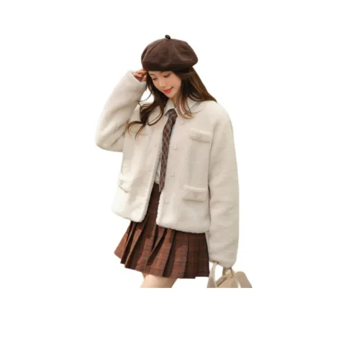 Emodues Бархат Feel Пальто Женское Белое