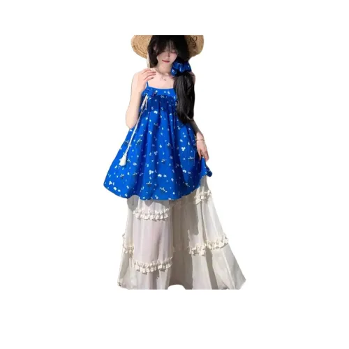 ETSE Ультрамариновый синий Платье-комбинация Женская Слиплатье