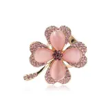 Звезда Цветочный Дизайн Четырехлистный Клевер Брошь [Розовый]