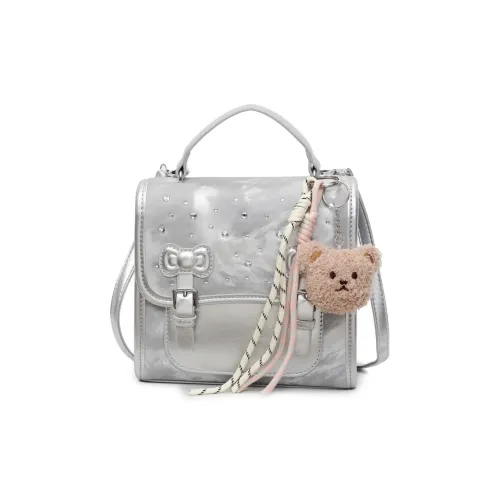 PINK·LAND ПУ (полиуретан) Рюкзак Женская Серебряная Синяя Черная Экрю Розовая