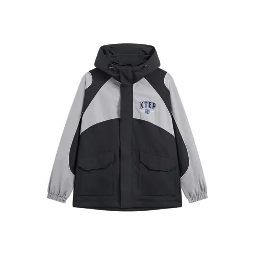 XTEP Тренчкот Мужской Глубокий Черный Грязный Серый