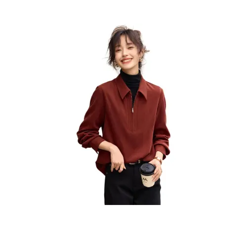 Mo Han Yi Mei Рубашка Женская Бордовая