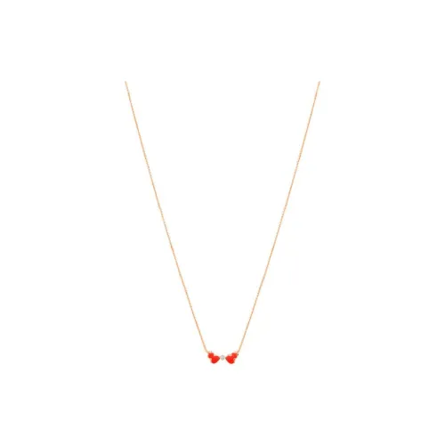 Qeelin 18K Розовое золото Ожерелье Женское Красный