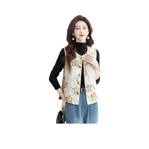 Cypress House Жилет Женский Желтый Зеленый Цветочный
