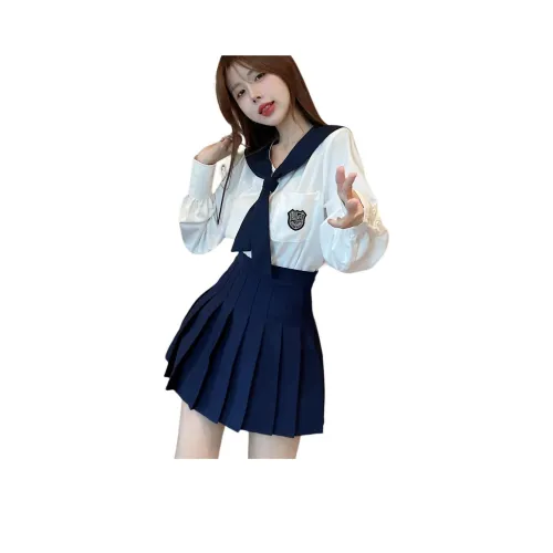 EFCR Белый топ + Синяя короткая юбка Женская униформа