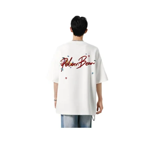 Белый медведь Растительный цветочный принт Принт Гонконгский шик Топ T Рубашка Унисекс