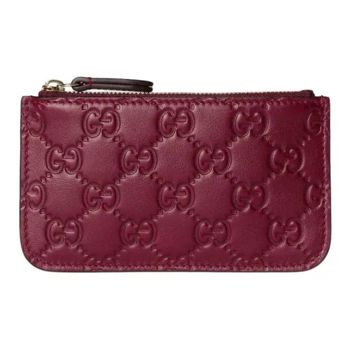 GUCCI GG Emblem Кожа Key Pouch Стандартный Женский Темно-Красный
