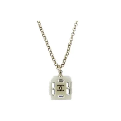 CHANEL CC Золотое Покрытие Акрил Стразы Ожерелье Женское Серебро