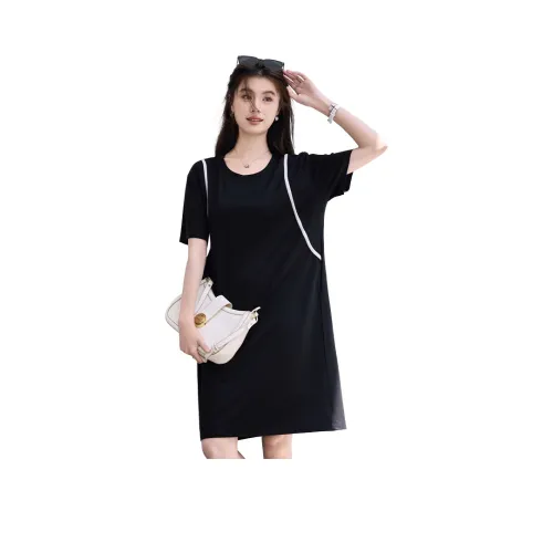 VICTORIA&VERA Black Женские Короткие Платья с Рукавами