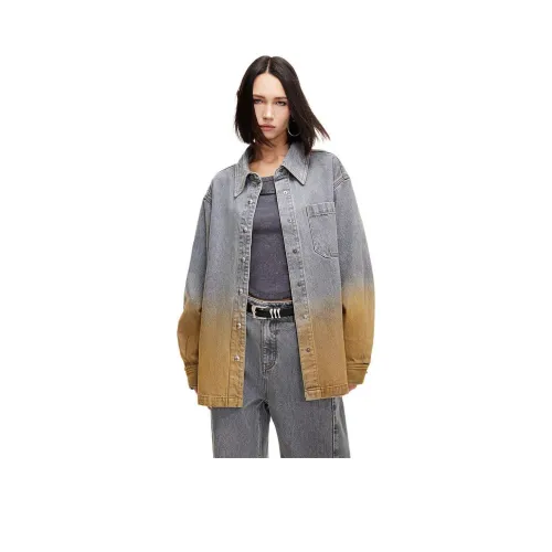 Only J09 Серо-желтый Градиентный Деним Женские Рубашки