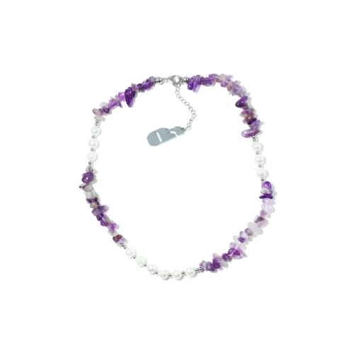 Get'em ON Фиолетовый Crushed Каменный Белый Оболочка Бусина Ожерелья Унисекс