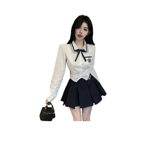 EFCR Белый топ + Черная короткая юбка женская униформа