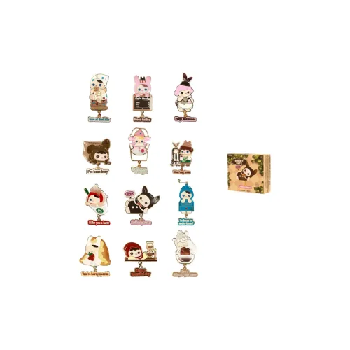 POP MART Pucky Elf Bunny Café Collection Значок Слепые коробки Один Mystery Коробка Целая коробка 12 шт
