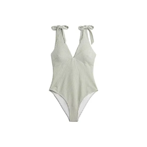 H&M Хаки зеленый/Белый Женские Ван-Пис Купальники